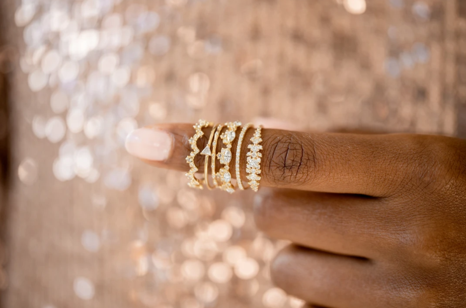 Petite Diamond Distance Band – Melanie Casey  Simple ring design, Gold ring  designs, Fashion rings